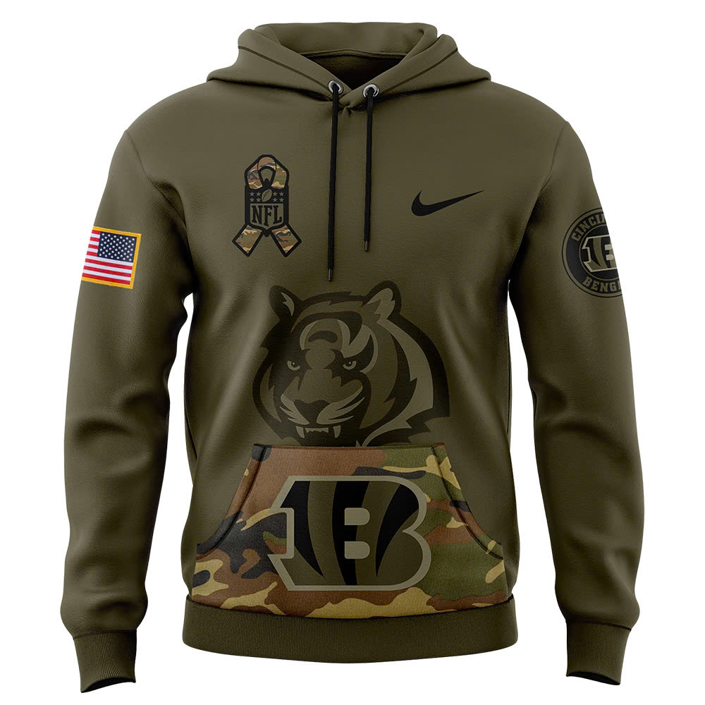 Cincinnati Bengals Camo Salute to Service Club Fleece Pullover Hoodie - Famjoys Cincinnati Bengals Camo Salute to Service Club Fleece Pullover Hoodie - Famjoys