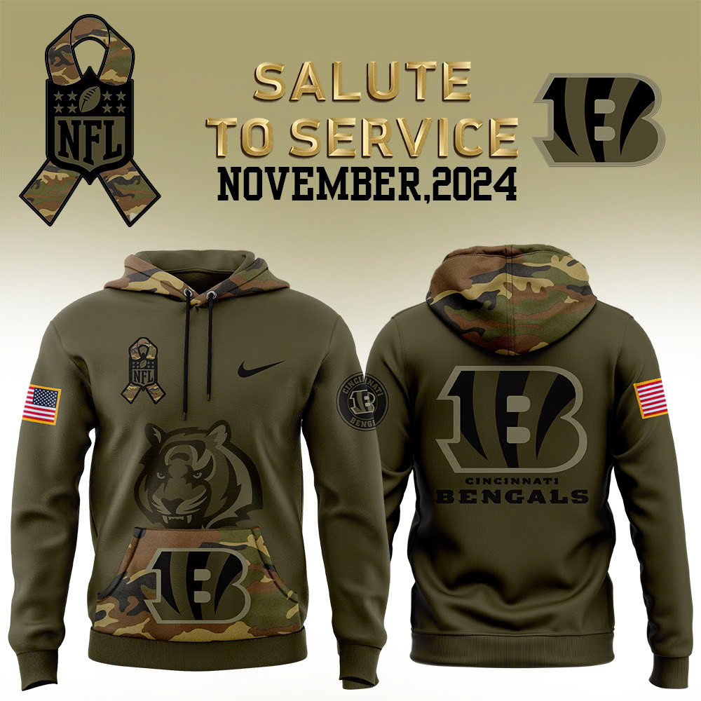 Cincinnati Bengals Camo Salute to Service Club Fleece Pullover Hoodie - Famjoys Cincinnati Bengals Camo Salute to Service Club Fleece Pullover Hoodie - Famjoys