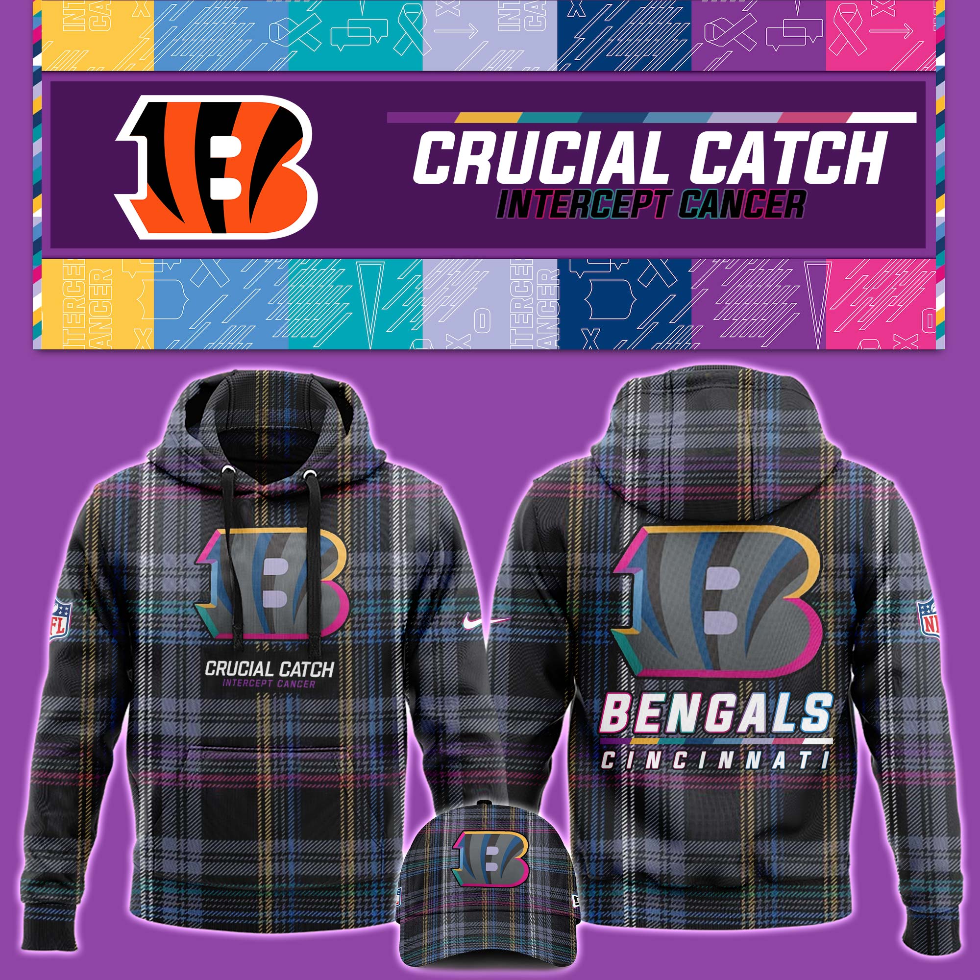 Cincinnati Bengals Crucial Catch Hoodie V2 - Famjoys Cincinnati Bengals Crucial Catch Hoodie V2 - Famjoys