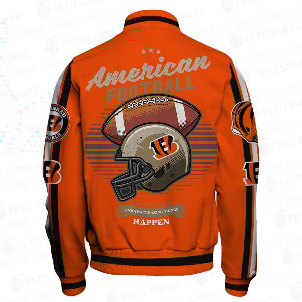 Cincinnati Bengals National Football League Print Varsity Jacket STM V3 - Famjoys Cincinnati Bengals National Football League Print Varsity Jacket STM V3 - Famjoys