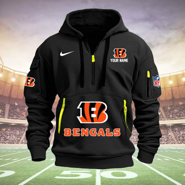 Cincinnati Bengals New Personalized Quarter Zip Hoodie AZBTQZH000006 - Famjoys Cincinnati Bengals New Personalized Quarter Zip Hoodie AZBTQZH000006 - Famjoys