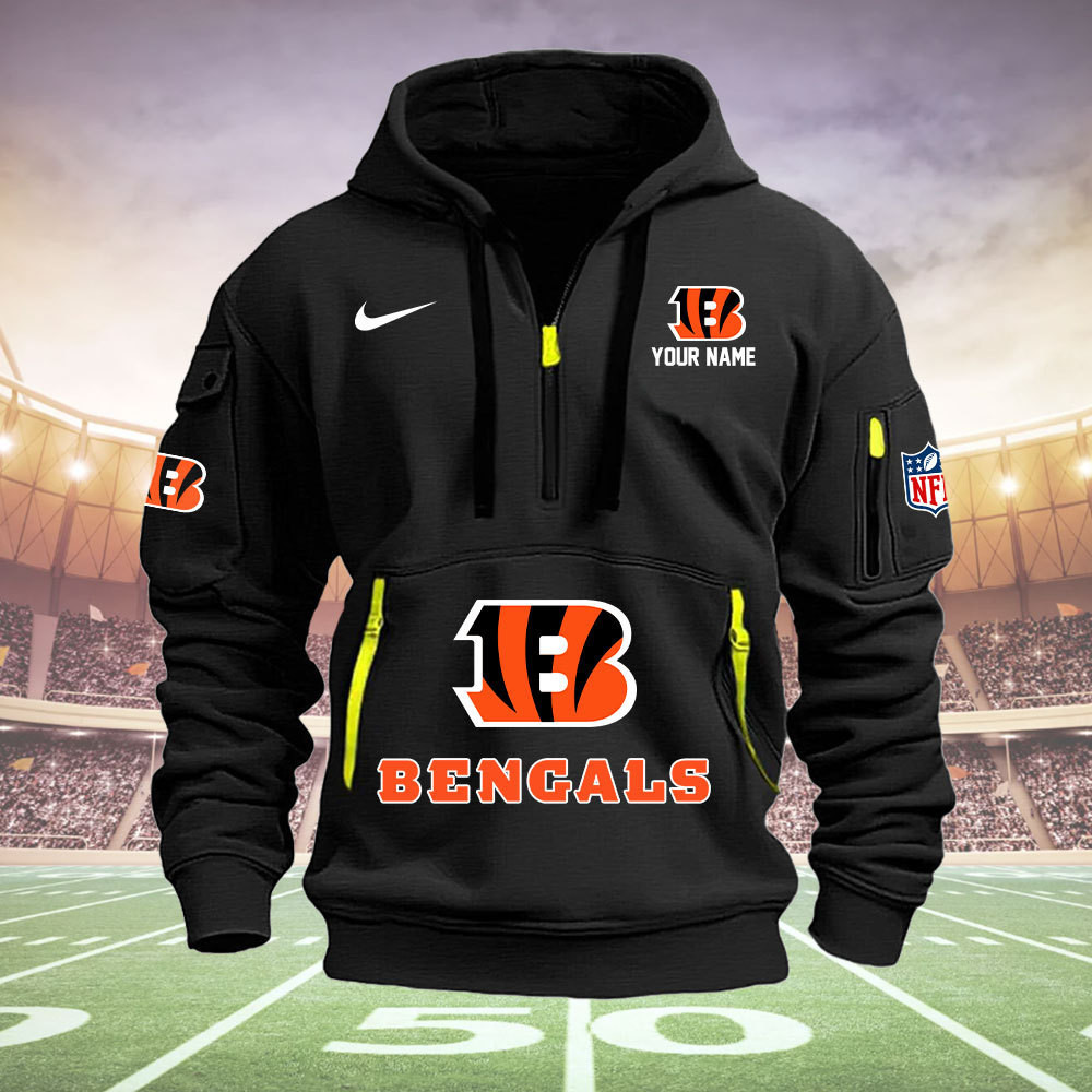Cincinnati Bengals New Personalized Quarter Zip Hoodie AZBTQZH000006 - Famjoys Cincinnati Bengals New Personalized Quarter Zip Hoodie AZBTQZH000006 - Famjoys