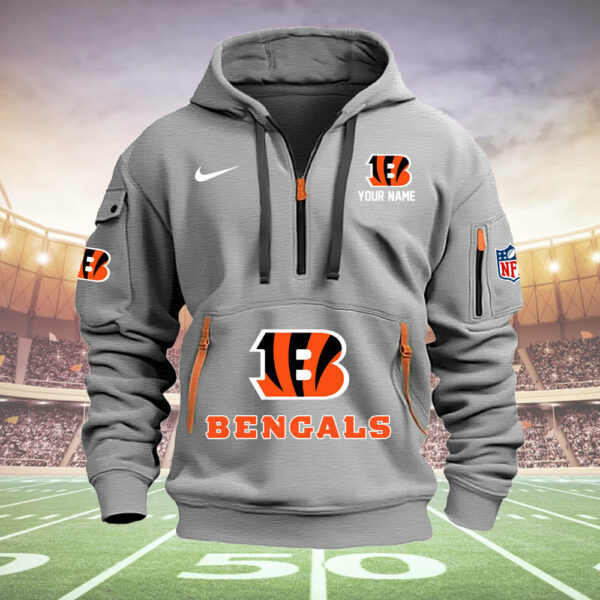 Cincinnati Bengals New Personalized Quarter Zip Hoodie AZBTQZH000006 - Famjoys Cincinnati Bengals New Personalized Quarter Zip Hoodie AZBTQZH000006 - Famjoys