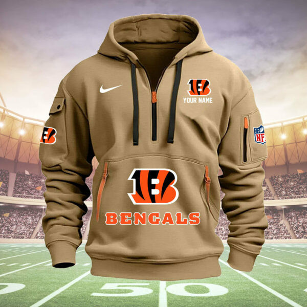 Cincinnati Bengals New Personalized Quarter Zip Hoodie AZBTQZH000006 - Famjoys Cincinnati Bengals New Personalized Quarter Zip Hoodie AZBTQZH000006 - Famjoys