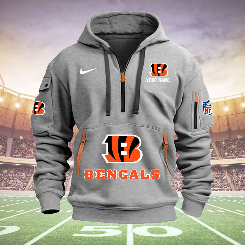 Cincinnati Bengals New Personalized Quarter Zip Hoodie AZBTQZH000006 - Famjoys Cincinnati Bengals New Personalized Quarter Zip Hoodie AZBTQZH000006 - Famjoys