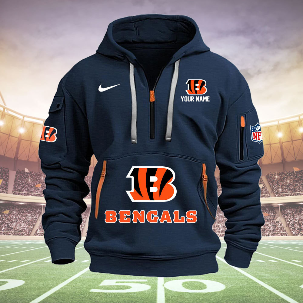 Cincinnati Bengals New Personalized Quarter Zip Hoodie AZBTQZH000006 - Famjoys Cincinnati Bengals New Personalized Quarter Zip Hoodie AZBTQZH000006 - Famjoys