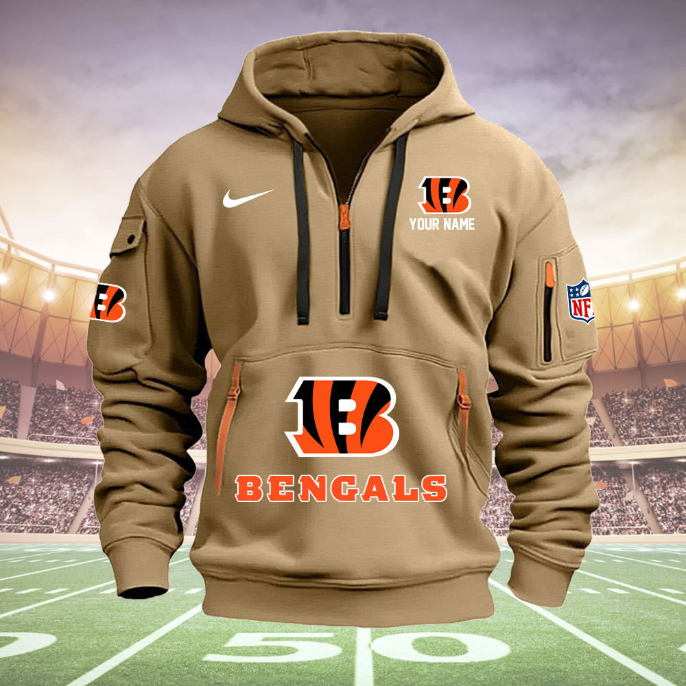 Cincinnati Bengals New Personalized Quarter Zip Hoodie AZBTQZH000006 - Famjoys Cincinnati Bengals New Personalized Quarter Zip Hoodie AZBTQZH000006 - Famjoys