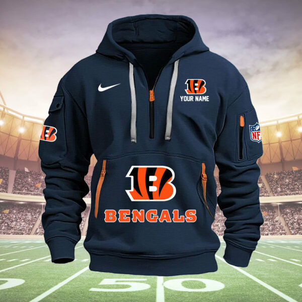 Cincinnati Bengals New Personalized Quarter Zip Hoodie AZBTQZH000006 - Famjoys Cincinnati Bengals New Personalized Quarter Zip Hoodie AZBTQZH000006 - Famjoys