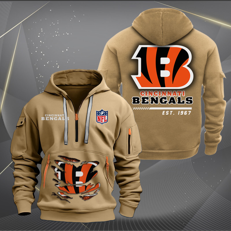 Cincinnati Bengals New Personalized Quarter Zip Hoodie AZBTQZH000101 - Famjoys Cincinnati Bengals New Personalized Quarter Zip Hoodie AZBTQZH000101 - Famjoys