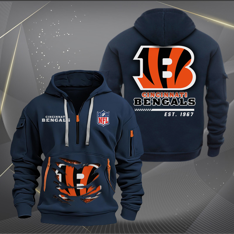 Cincinnati Bengals New Personalized Quarter Zip Hoodie AZBTQZH000101 - Famjoys Cincinnati Bengals New Personalized Quarter Zip Hoodie AZBTQZH000101 - Famjoys