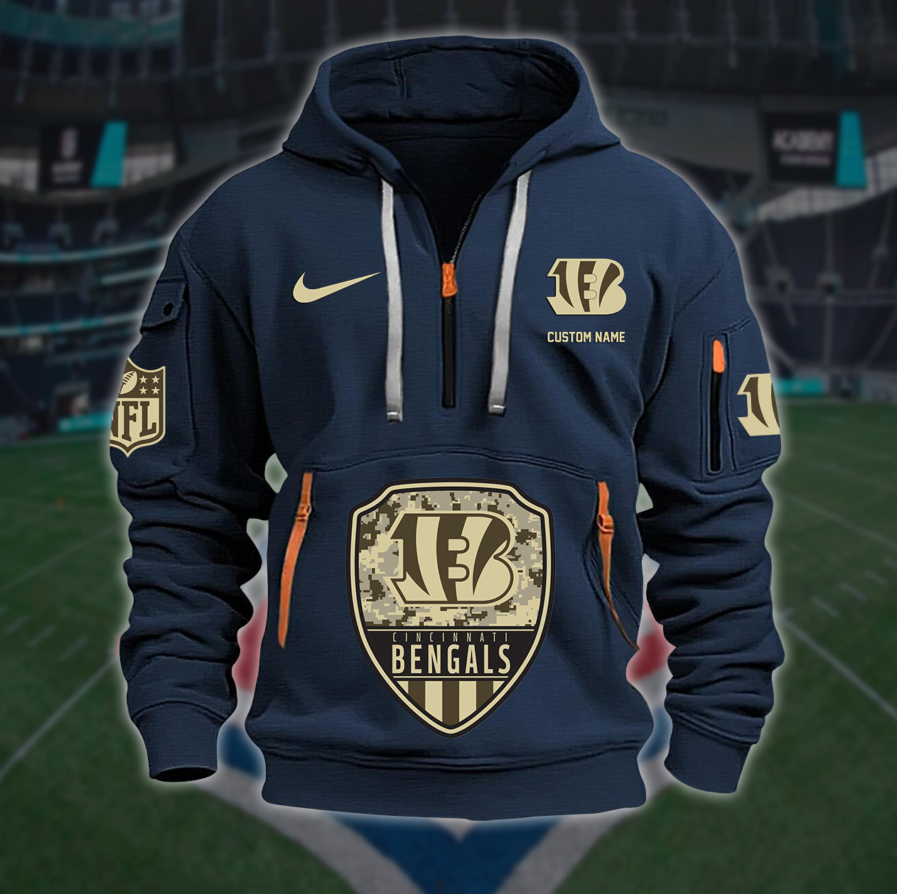 Cincinnati Bengals New Personalized Quarter Zip Hoodie AZBTQZH000179 - Famjoys Cincinnati Bengals New Personalized Quarter Zip Hoodie AZBTQZH000179 - Famjoys