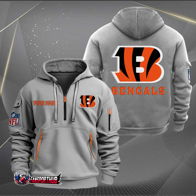 Cincinnati Bengals New Personalized Quarter Zip Hoodie AZBTQZH000218 - Famjoys Cincinnati Bengals New Personalized Quarter Zip Hoodie AZBTQZH000218 - Famjoys