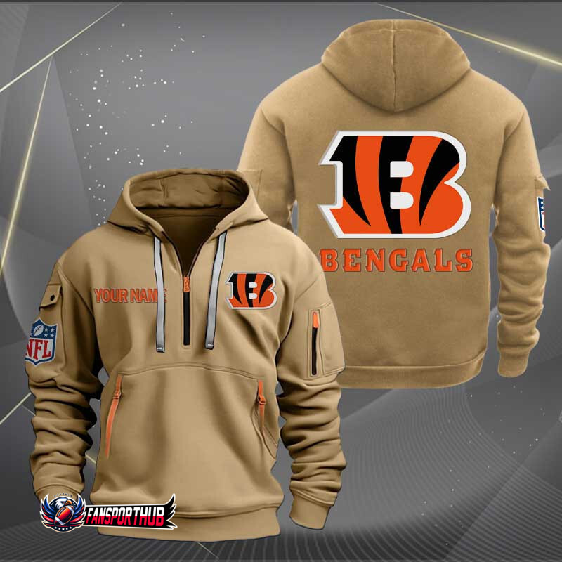 Cincinnati Bengals New Personalized Quarter Zip Hoodie AZBTQZH000218 - Famjoys Cincinnati Bengals New Personalized Quarter Zip Hoodie AZBTQZH000218 - Famjoys
