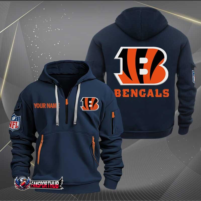 Cincinnati Bengals New Personalized Quarter Zip Hoodie AZBTQZH000218 - Famjoys Cincinnati Bengals New Personalized Quarter Zip Hoodie AZBTQZH000218 - Famjoys