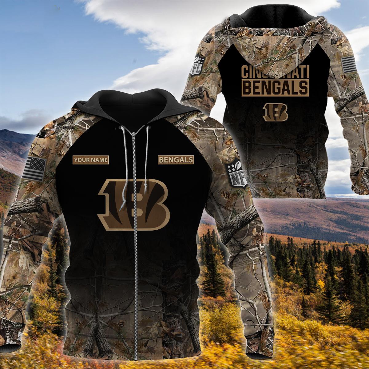 Cincinnati Bengals Personalized Hunting Camo Hoodie,T-Shirt, Sweatshirt, Zipper - Famjoys Cincinnati Bengals Personalized Hunting Camo Hoodie,T-Shirt, Sweatshirt, Zipper - Famjoys