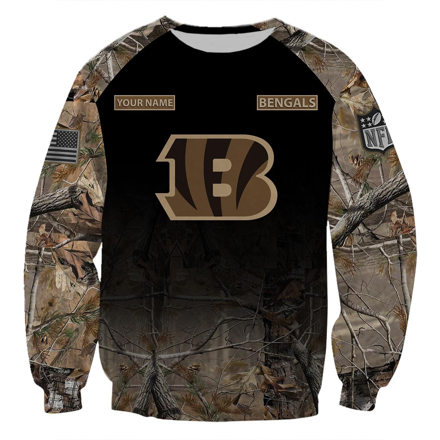 Cincinnati Bengals Personalized Hunting Camo Hoodie,T-Shirt, Sweatshirt, Zipper - Famjoys Cincinnati Bengals Personalized Hunting Camo Hoodie,T-Shirt, Sweatshirt, Zipper - Famjoys