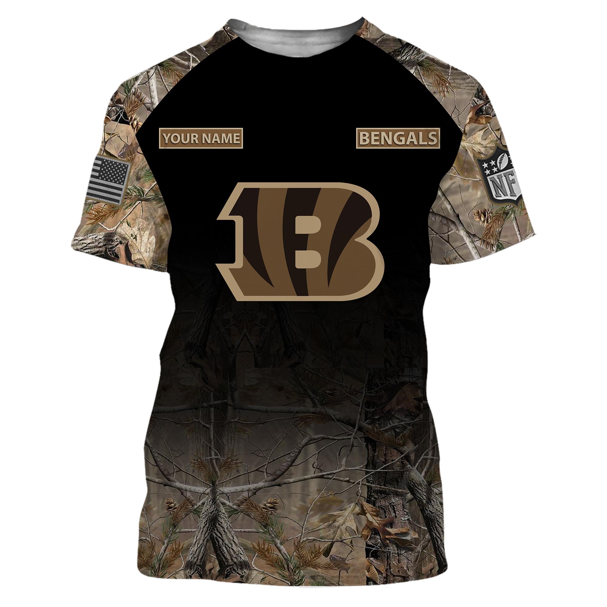 Cincinnati Bengals Personalized Hunting Camo Hoodie,T-Shirt, Sweatshirt, Zipper - Famjoys Cincinnati Bengals Personalized Hunting Camo Hoodie,T-Shirt, Sweatshirt, Zipper - Famjoys