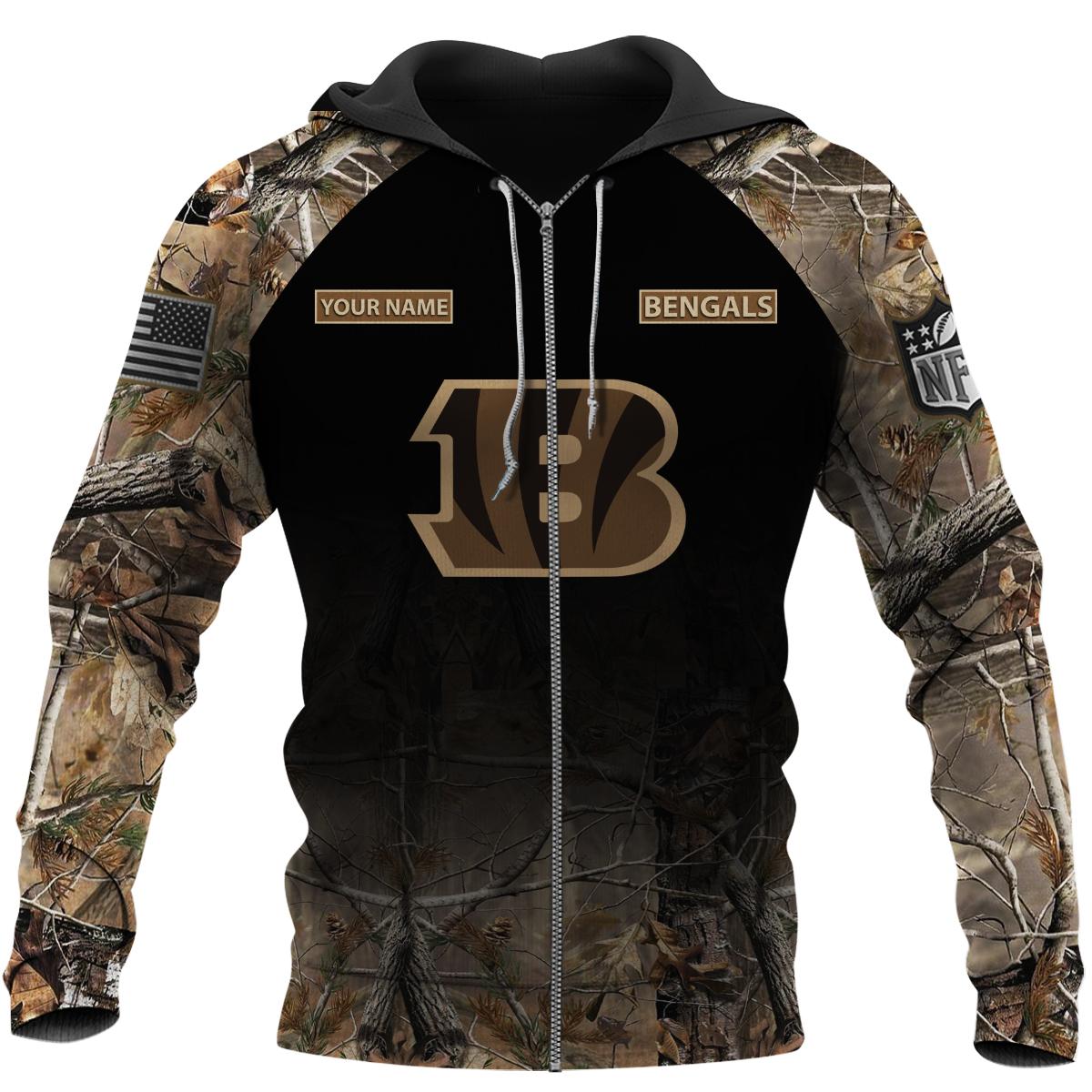Cincinnati Bengals Personalized Hunting Camo Hoodie,T-Shirt, Sweatshirt, Zipper - Famjoys Cincinnati Bengals Personalized Hunting Camo Hoodie,T-Shirt, Sweatshirt, Zipper - Famjoys