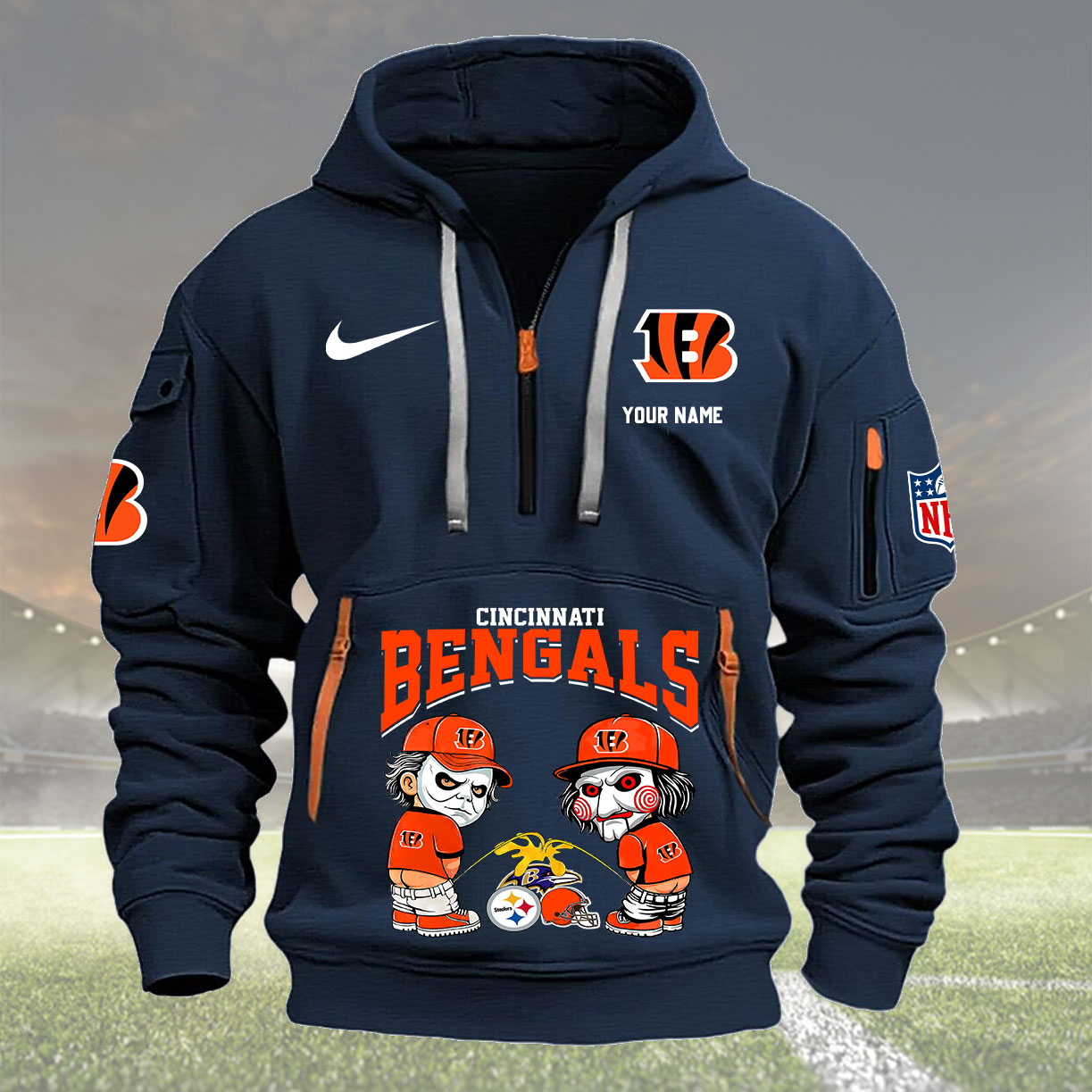 Cincinnati Bengals Personalized Quarter Zip Hoodie New Collection AZBTQZH000276 - Famjoys Cincinnati Bengals Personalized Quarter Zip Hoodie New Collection AZBTQZH000276 - Famjoys
