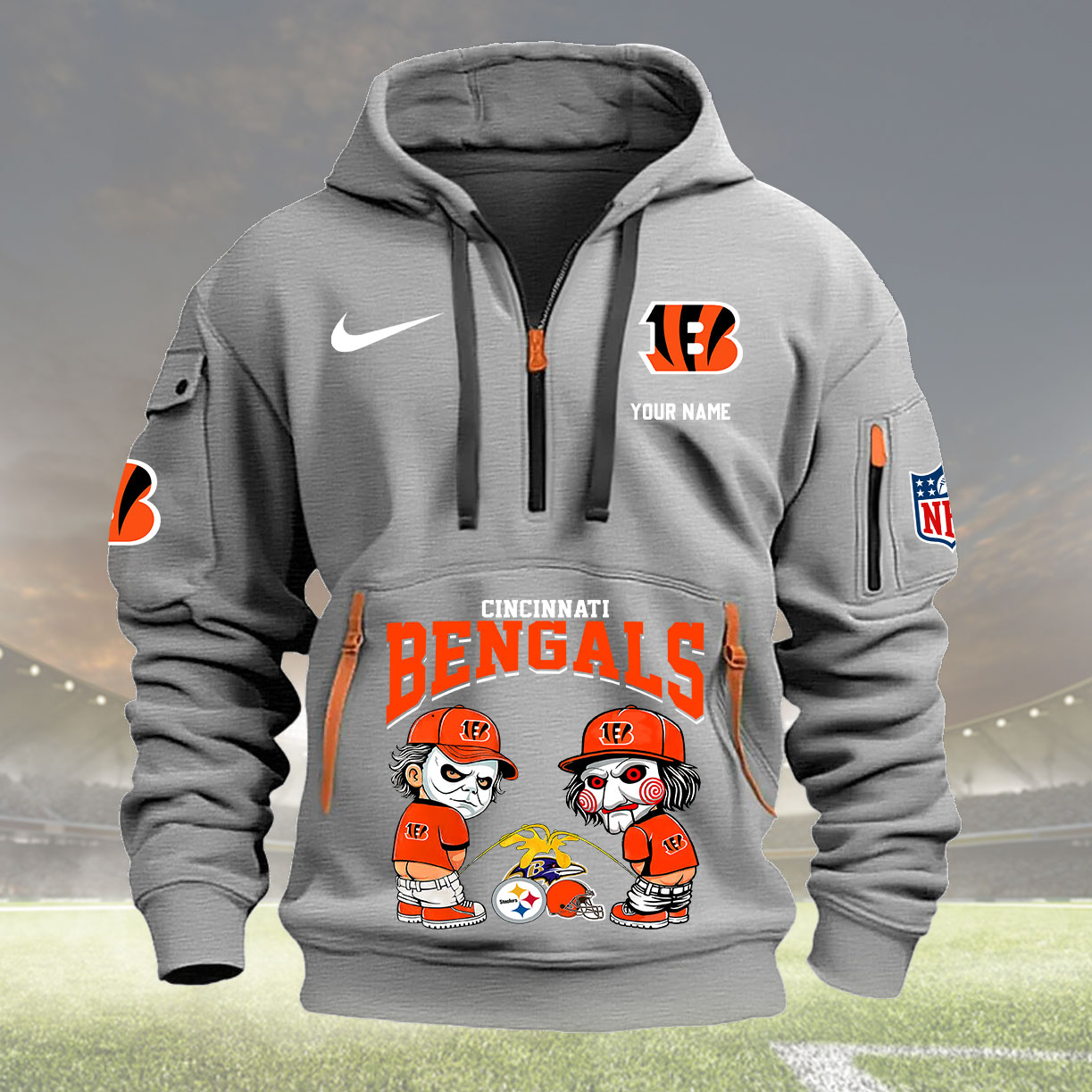 Cincinnati Bengals Personalized Quarter Zip Hoodie New Collection AZBTQZH000276 - Famjoys Cincinnati Bengals Personalized Quarter Zip Hoodie New Collection AZBTQZH000276 - Famjoys