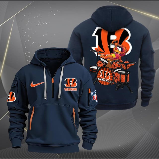 Cincinnati Bengals Premium Personalized Quarter Zip Hoodie AZBTCQZH000007 - Famjoys Cincinnati Bengals Premium Personalized Quarter Zip Hoodie AZBTCQZH000007 - Famjoys