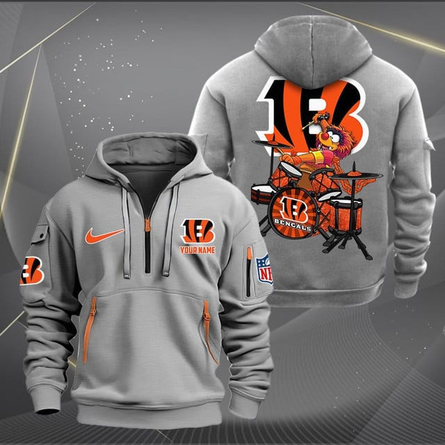 Cincinnati Bengals Premium Personalized Quarter Zip Hoodie AZBTCQZH000007 - Famjoys Cincinnati Bengals Premium Personalized Quarter Zip Hoodie AZBTCQZH000007 - Famjoys