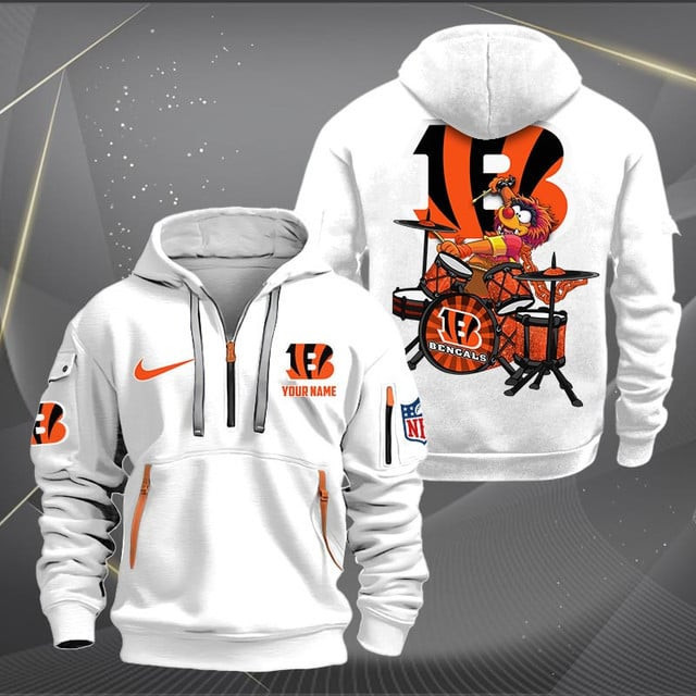 Cincinnati Bengals Premium Personalized Quarter Zip Hoodie AZBTCQZH000007 - Famjoys Cincinnati Bengals Premium Personalized Quarter Zip Hoodie AZBTCQZH000007 - Famjoys