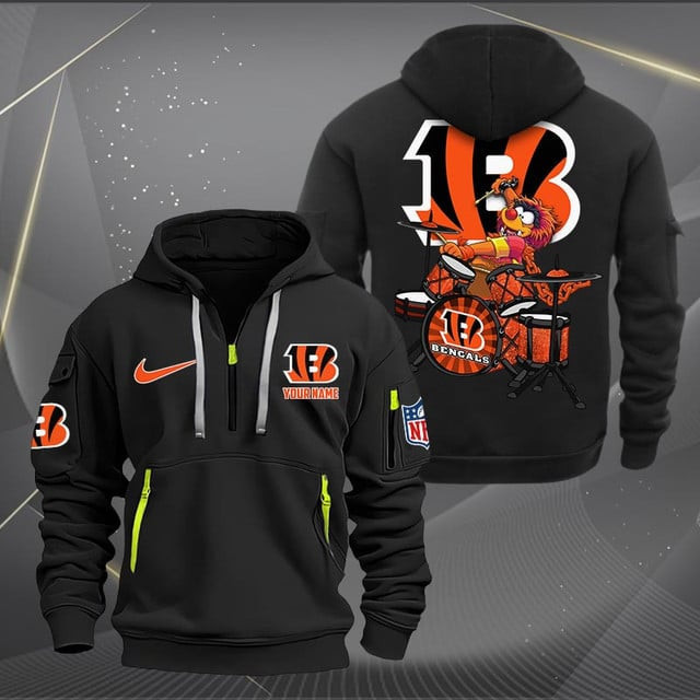 Cincinnati Bengals Premium Personalized Quarter Zip Hoodie AZBTCQZH000007 - Famjoys Cincinnati Bengals Premium Personalized Quarter Zip Hoodie AZBTCQZH000007 - Famjoys