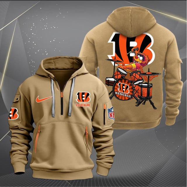 Cincinnati Bengals Premium Personalized Quarter Zip Hoodie AZBTCQZH000007 - Famjoys Cincinnati Bengals Premium Personalized Quarter Zip Hoodie AZBTCQZH000007 - Famjoys