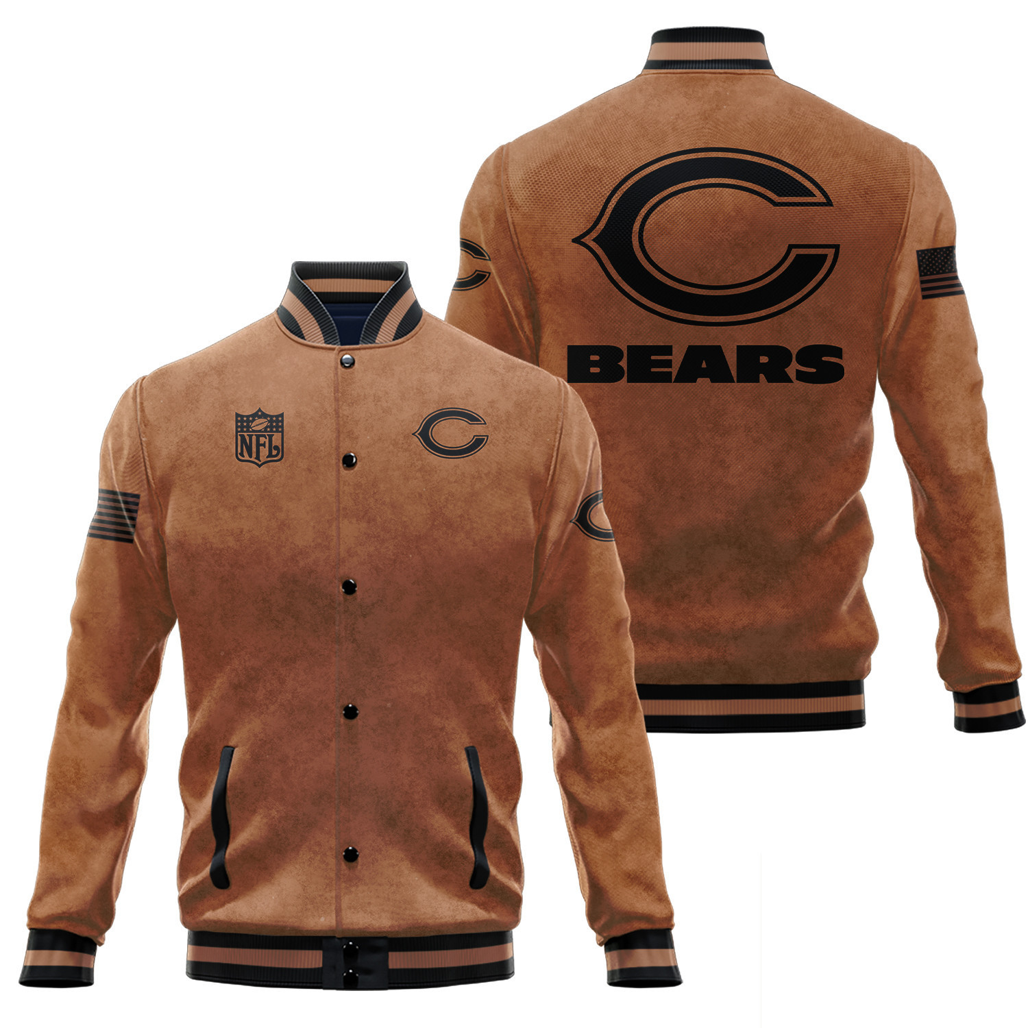 Cincinnati Bengals Salute To Service Club Baseball Jacket Varsity Jacket - Brown - Famjoys Cincinnati Bengals Salute To Service Club Baseball Jacket Varsity Jacket - Brown - Famjoys
