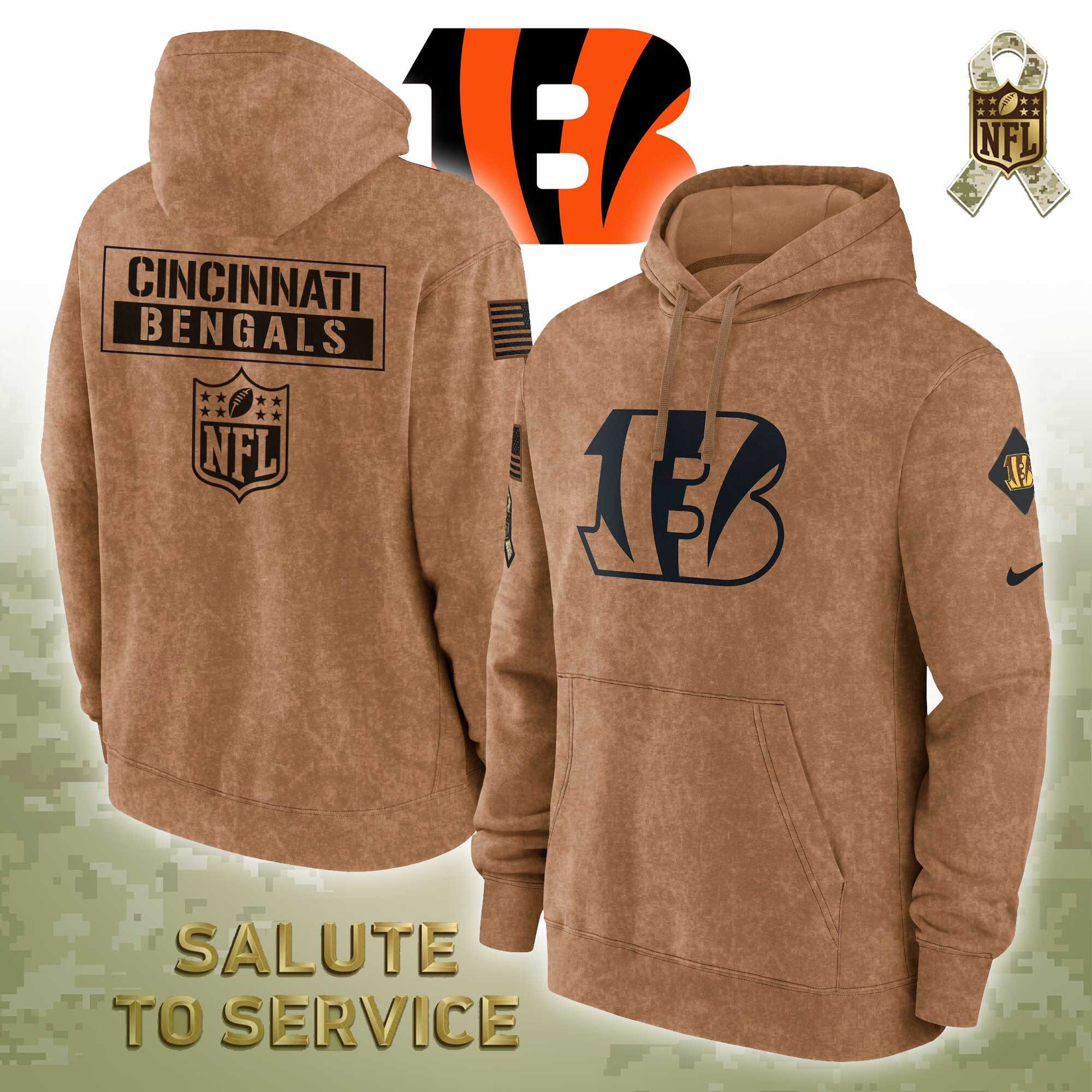 Cincinnati Bengals Salute To Service Hoodie - Famjoys Cincinnati Bengals Salute To Service Hoodie - Famjoys