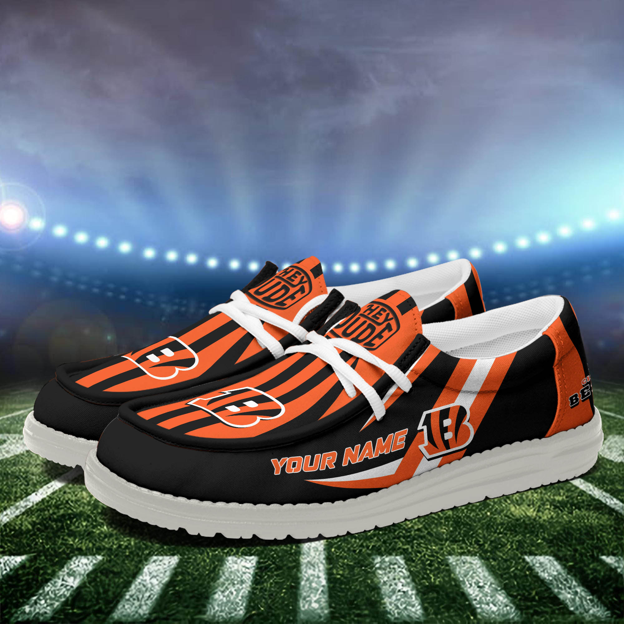 Cincinnati Bengals Team White Canvas Loafer Shoes Personalized Your Name - Famjoys Cincinnati Bengals Team White Canvas Loafer Shoes Personalized Your Name - Famjoys