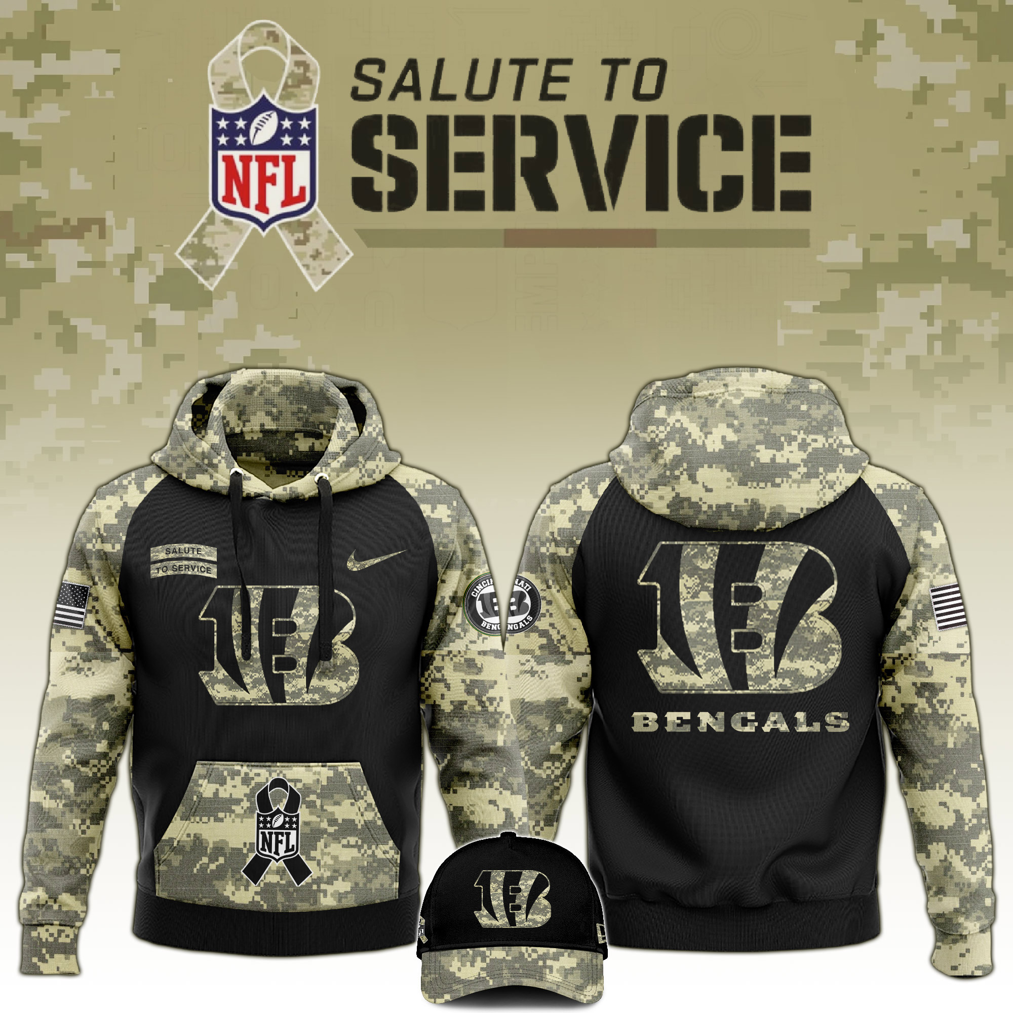 Cincinnati Bengals Veterans Day Hoodie - Famjoys Cincinnati Bengals Veterans Day Hoodie - Famjoys