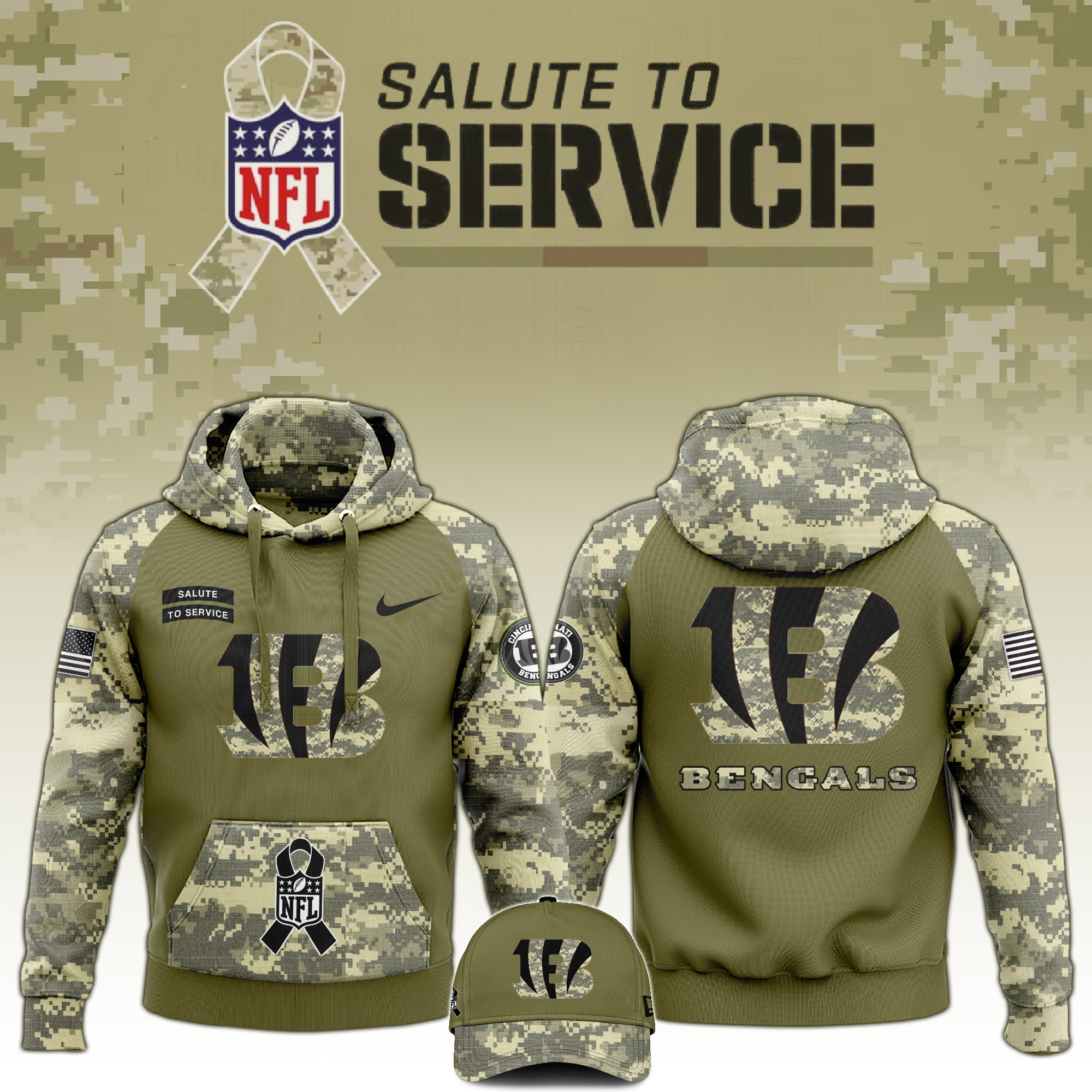 Cincinnati Bengals Veterans Day Hoodie - Famjoys Cincinnati Bengals Veterans Day Hoodie - Famjoys