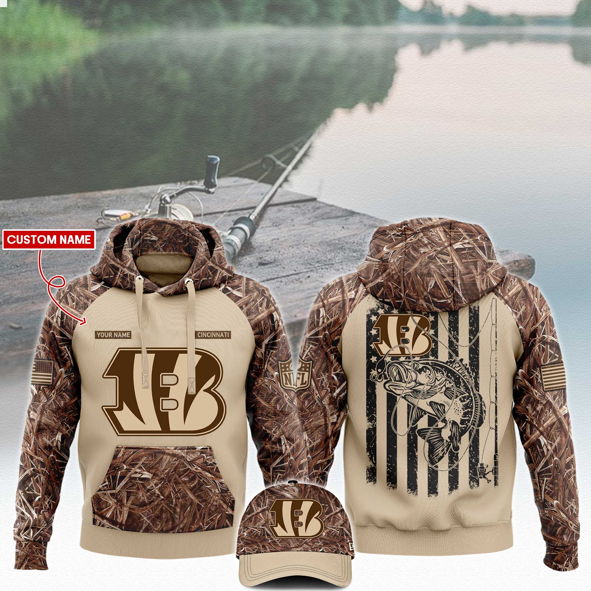 Cincinnati Bengals x Fishing Hoodie V3 - Famjoys Cincinnati Bengals x Fishing Hoodie V3 - Famjoys