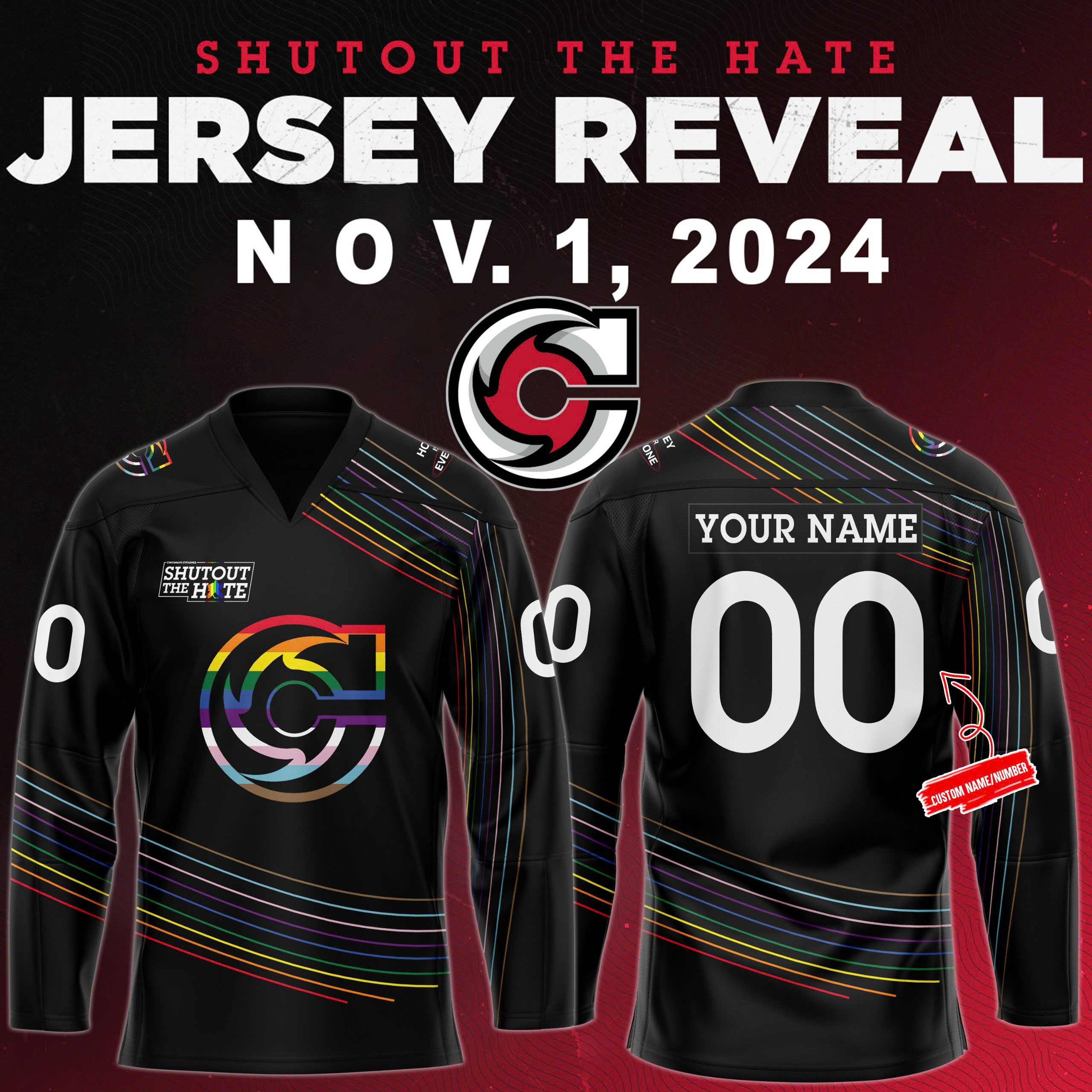 Cincinnati Cyclones x ‘Shutout the Hate’ Night Jersey - Famjoys Cincinnati Cyclones x ‘Shutout the Hate’ Night Jersey - Famjoys