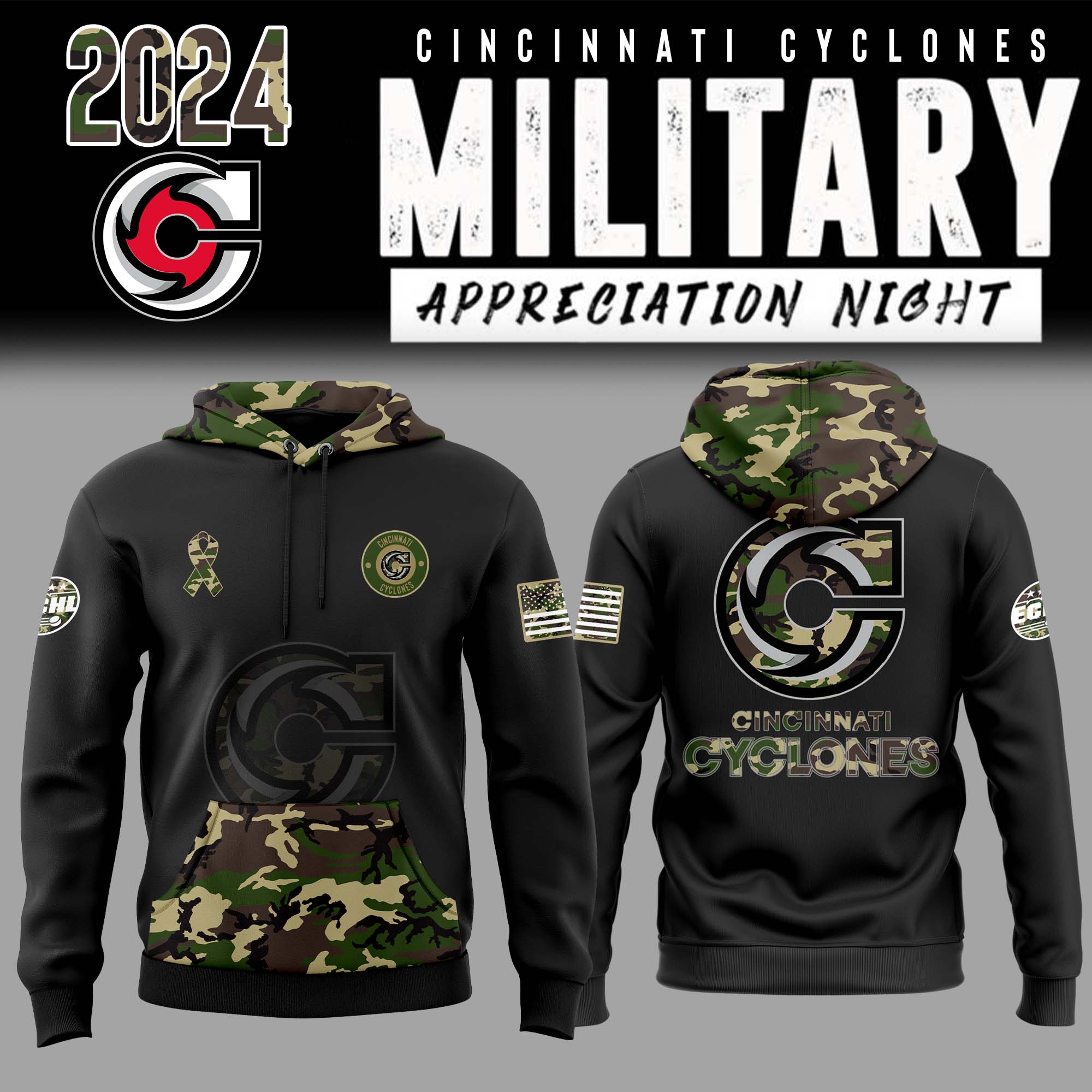 Cincinnati Cyclones x Military Appreciation Night Pullover Hoodie - Famjoys Cincinnati Cyclones x Military Appreciation Night Pullover Hoodie - Famjoys