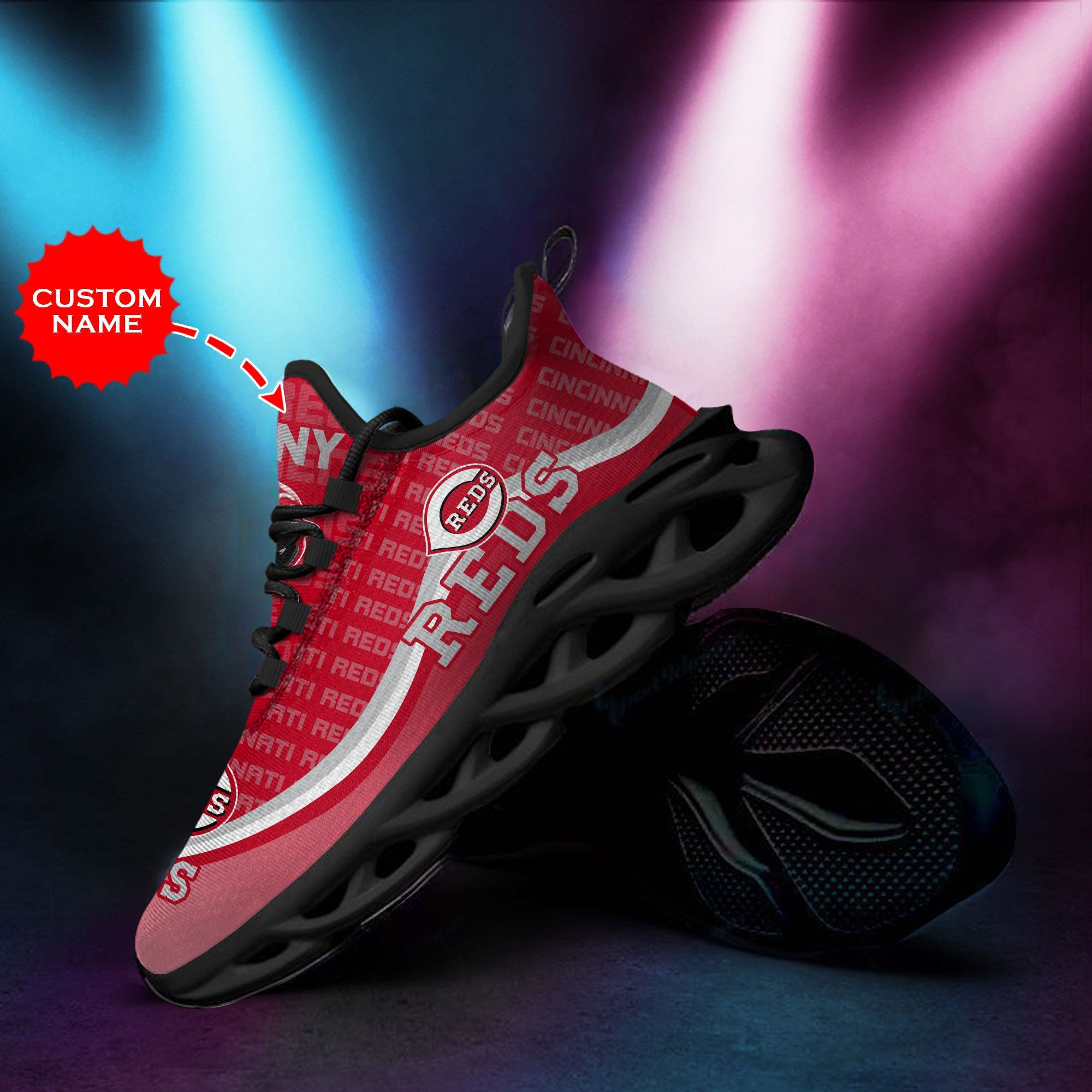 Cincinnati Reds Custom Personalized Max Soul Sneakers Running Sports Shoes - Famjoys Cincinnati Reds Custom Personalized Max Soul Sneakers Running Sports Shoes - Famjoys
