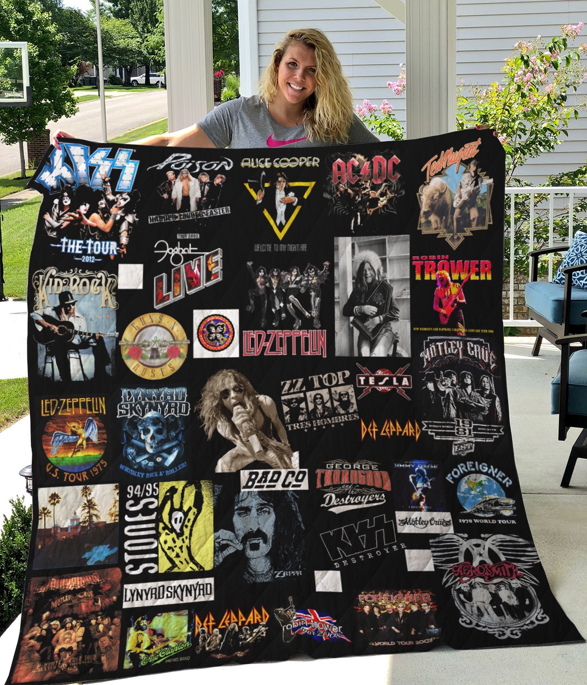 Classic Rock Bands Quilt Blanket - Famjoys Classic Rock Bands Quilt Blanket - Famjoys
