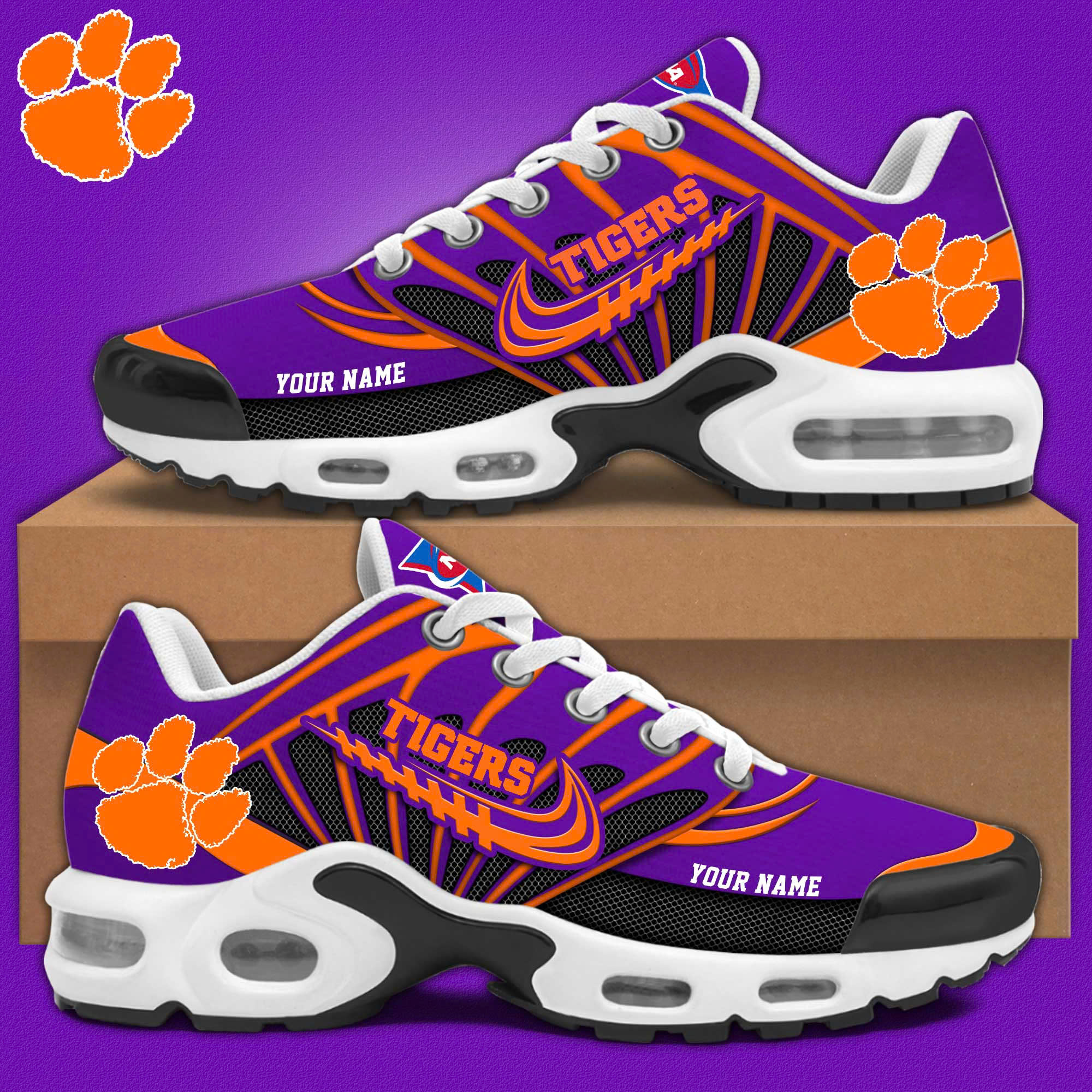 Clemson Football Air Max Plus Sneakers - Famjoys Clemson Football Air Max Plus Sneakers - Famjoys