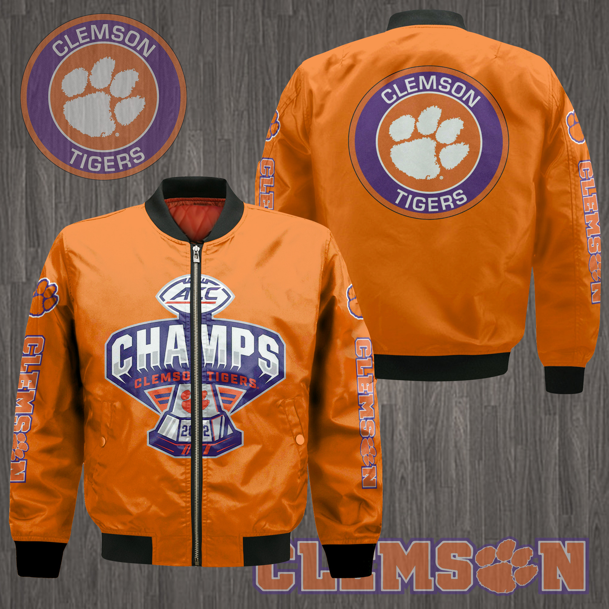 Clemson Tigers ACC Champions Bomber Jacket Ver 1 - Famjoys Clemson Tigers ACC Champions Bomber Jacket Ver 1 - Famjoys