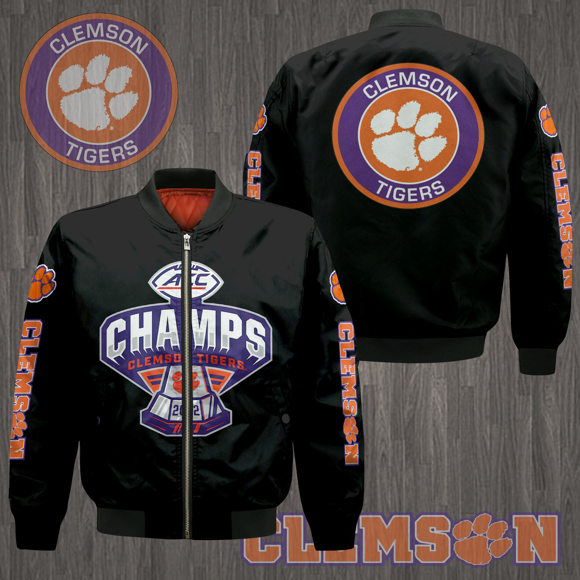 Clemson Tigers ACC Champions Bomber Jacket Ver 2 - Famjoys Clemson Tigers ACC Champions Bomber Jacket Ver 2 - Famjoys