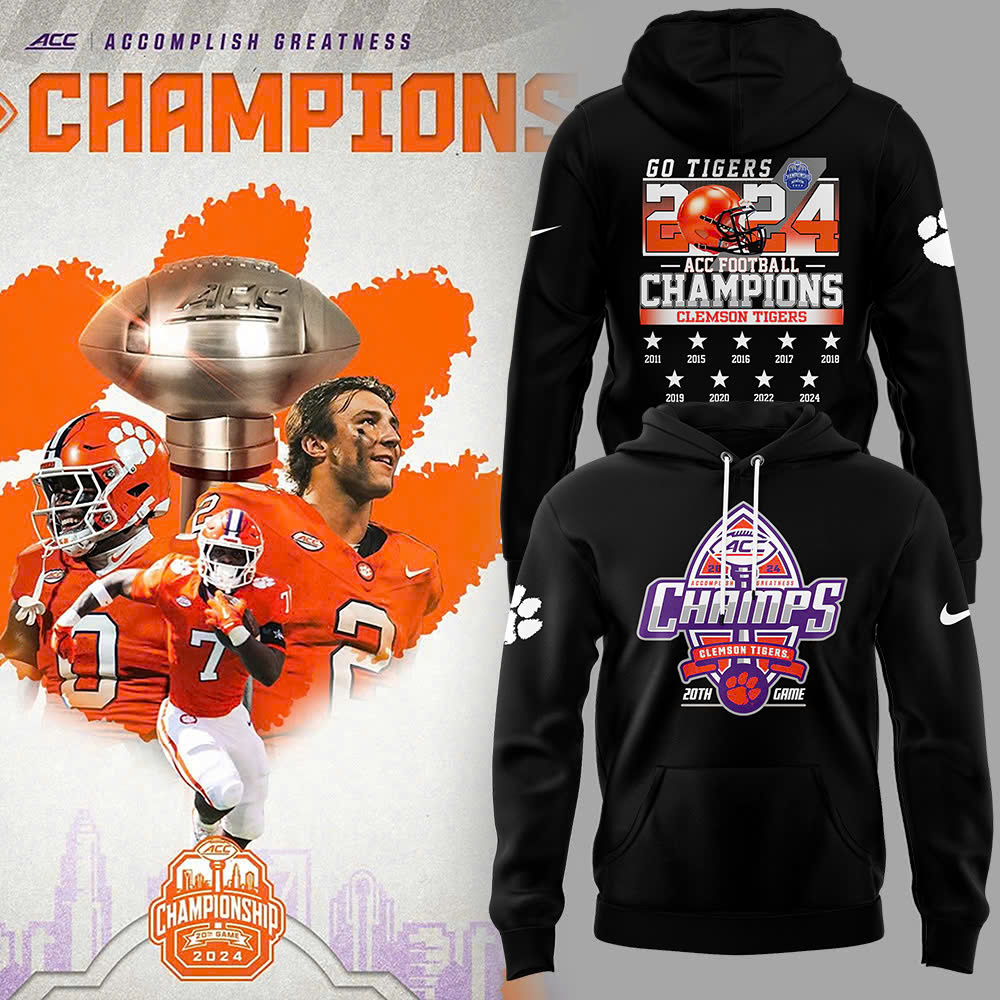 Clemson Tigers ACC Football Conference Champions Pullover Hoodie - Famjoys Clemson Tigers ACC Football Conference Champions Pullover Hoodie - Famjoys
