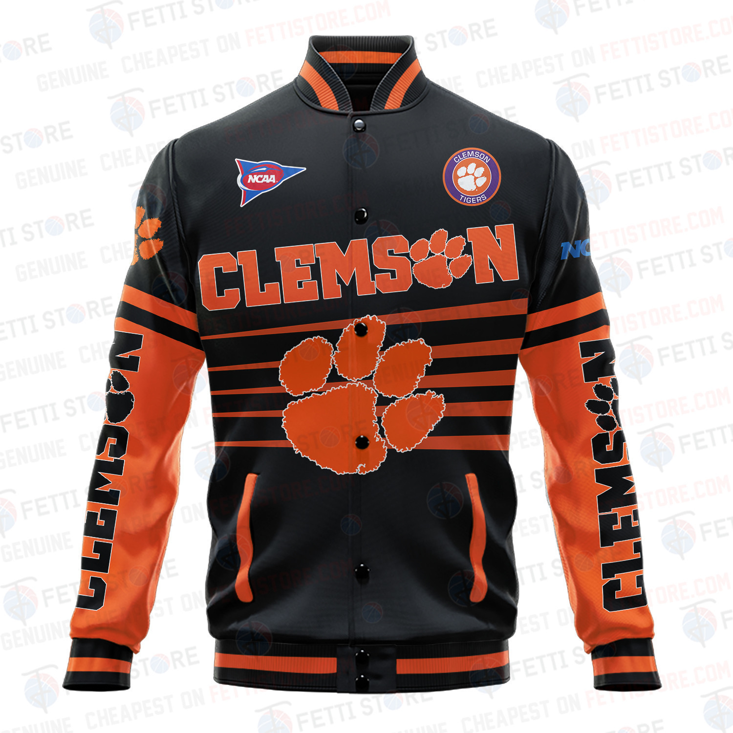 Clemson Tigers - AOP Varsity Jacket V1 - Famjoys Clemson Tigers - AOP Varsity Jacket V1 - Famjoys