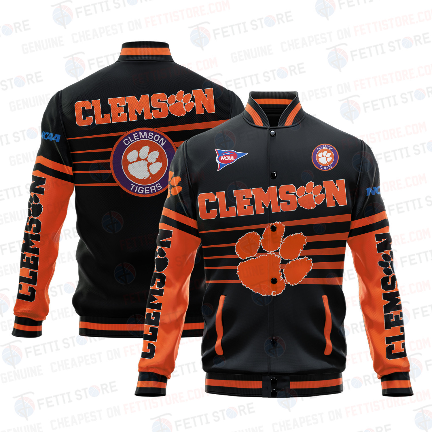 Clemson Tigers - AOP Varsity Jacket V1 - Famjoys Clemson Tigers - AOP Varsity Jacket V1 - Famjoys
