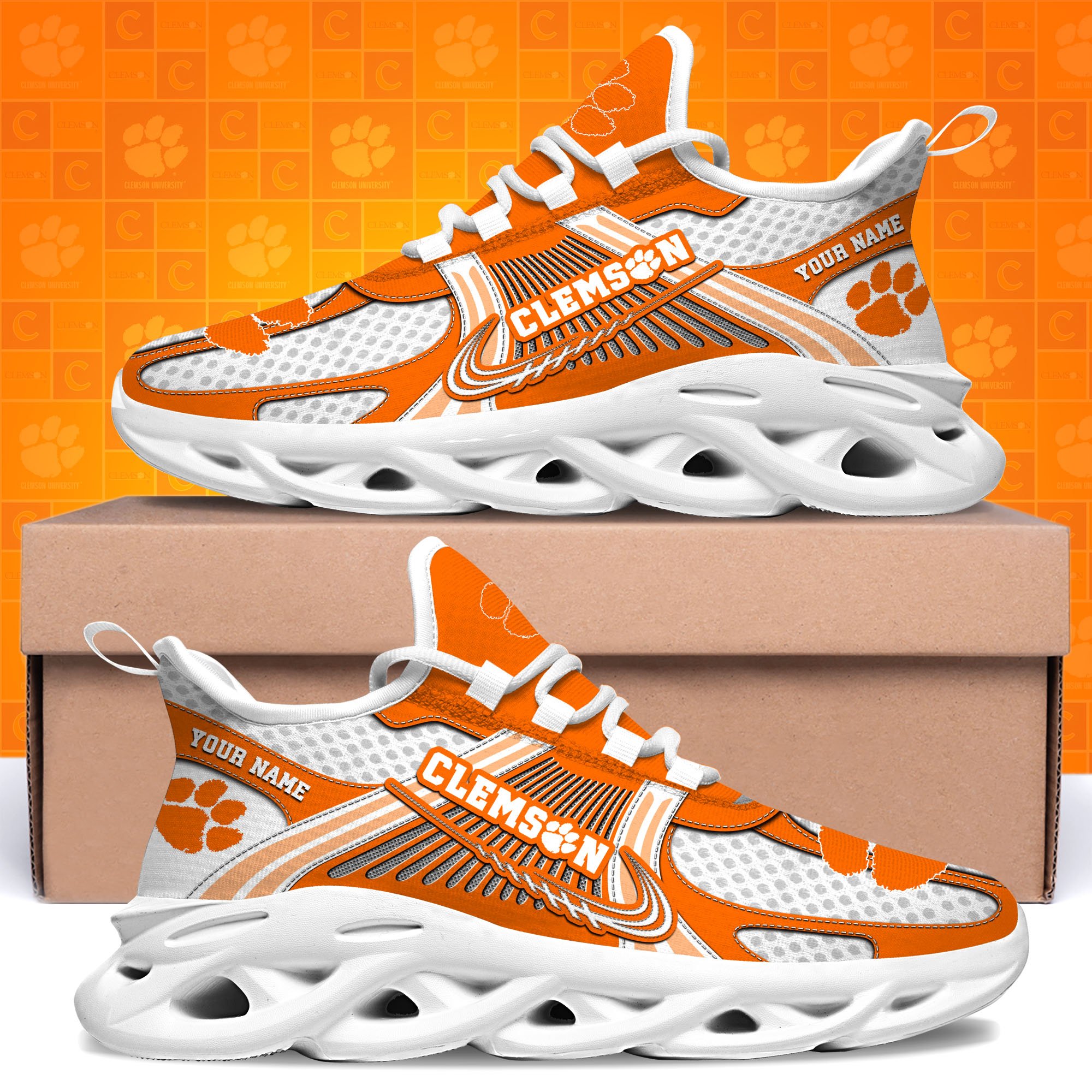 Clemson Tigers Clunky Sneakers Custom Your Name, Sport Sneakers ETRG-62343 - Famjoys Clemson Tigers Clunky Sneakers Custom Your Name, Sport Sneakers ETRG-62343 - Famjoys