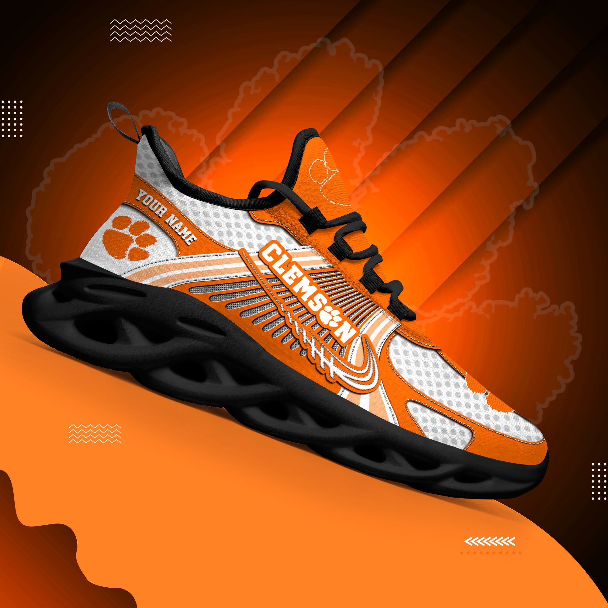 Clemson Tigers Clunky Sneakers Custom Your Name, Sport Sneakers ETRG-62343 - Famjoys Clemson Tigers Clunky Sneakers Custom Your Name, Sport Sneakers ETRG-62343 - Famjoys