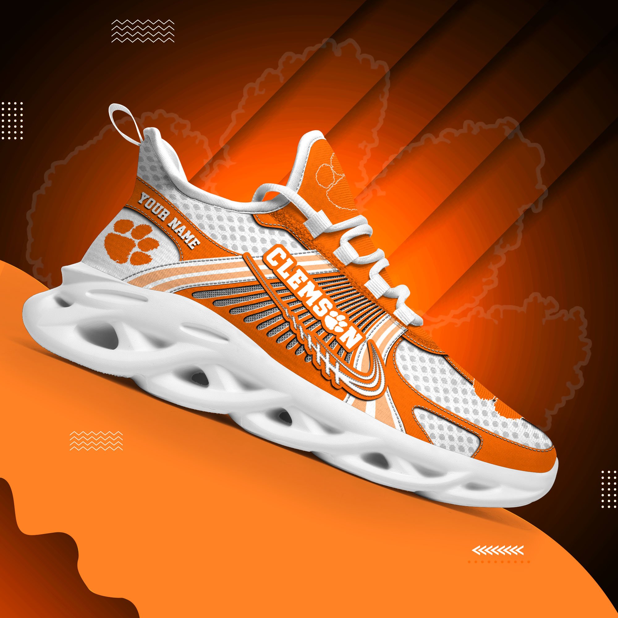 Clemson Tigers Clunky Sneakers Custom Your Name, Sport Sneakers ETRG-62343 - Famjoys Clemson Tigers Clunky Sneakers Custom Your Name, Sport Sneakers ETRG-62343 - Famjoys