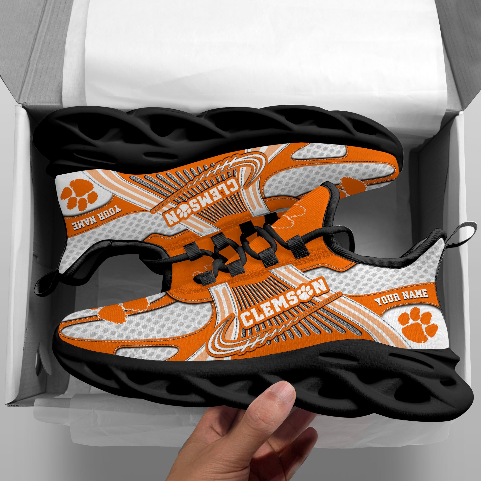Clemson Tigers Clunky Sneakers Custom Your Name, Sport Sneakers ETRG-62343 - Famjoys Clemson Tigers Clunky Sneakers Custom Your Name, Sport Sneakers ETRG-62343 - Famjoys