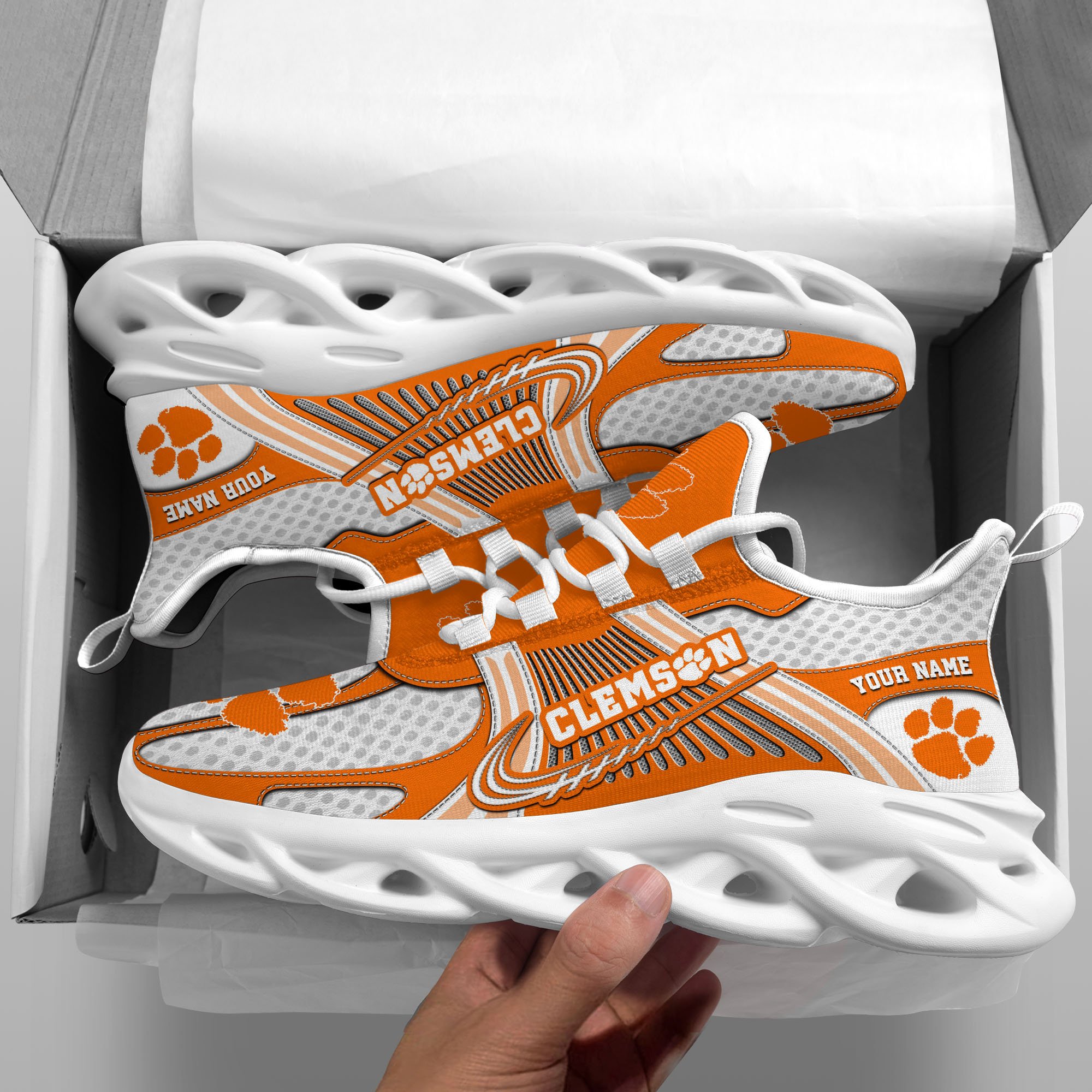 Clemson Tigers Clunky Sneakers Custom Your Name, Sport Sneakers ETRG-62343 - Famjoys Clemson Tigers Clunky Sneakers Custom Your Name, Sport Sneakers ETRG-62343 - Famjoys
